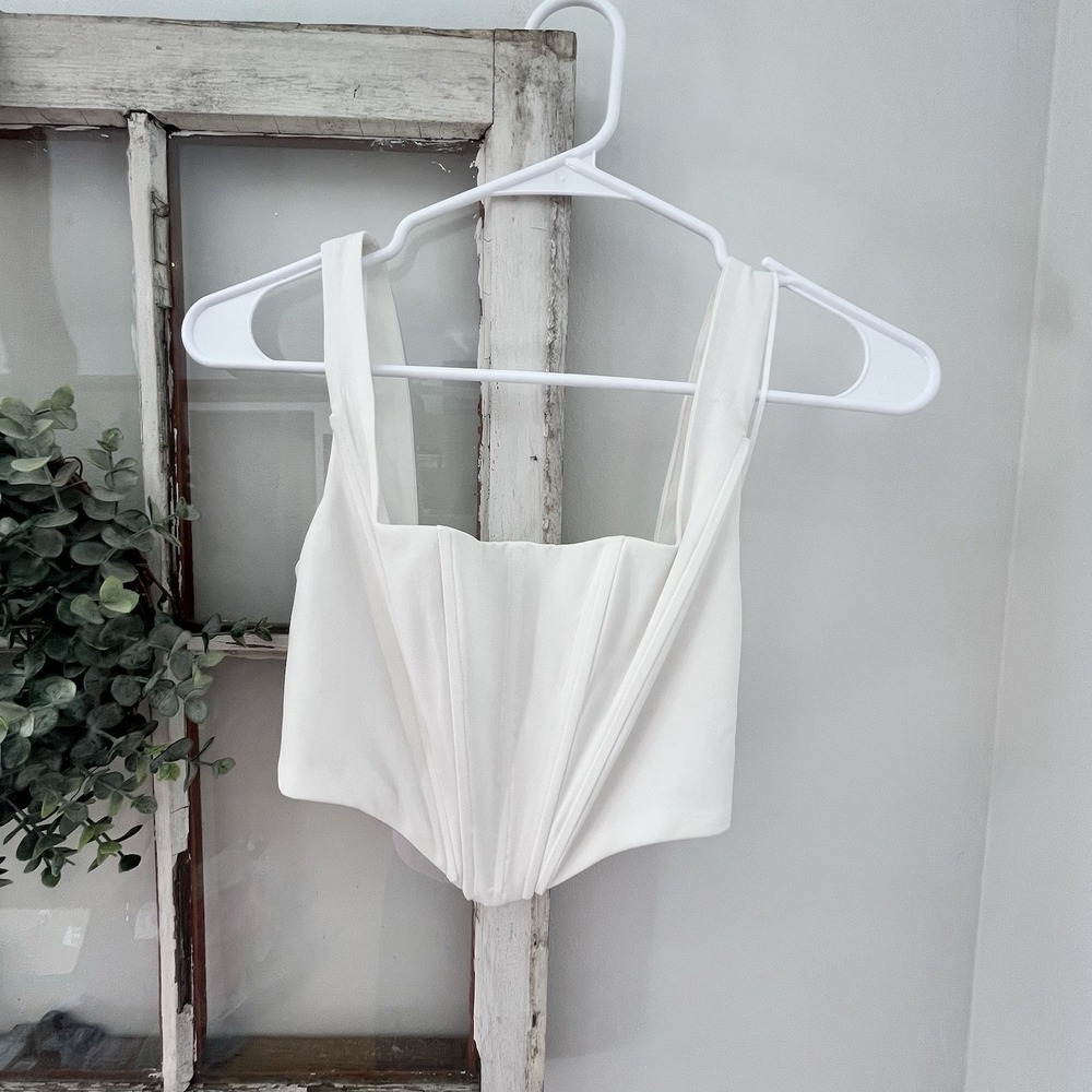 Princess Polly Women's White Corset bustier-style crop top Size‎ 2
